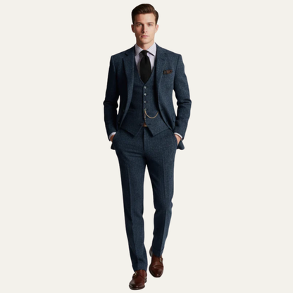 Men’s Textured Tweed Three Piece Suit