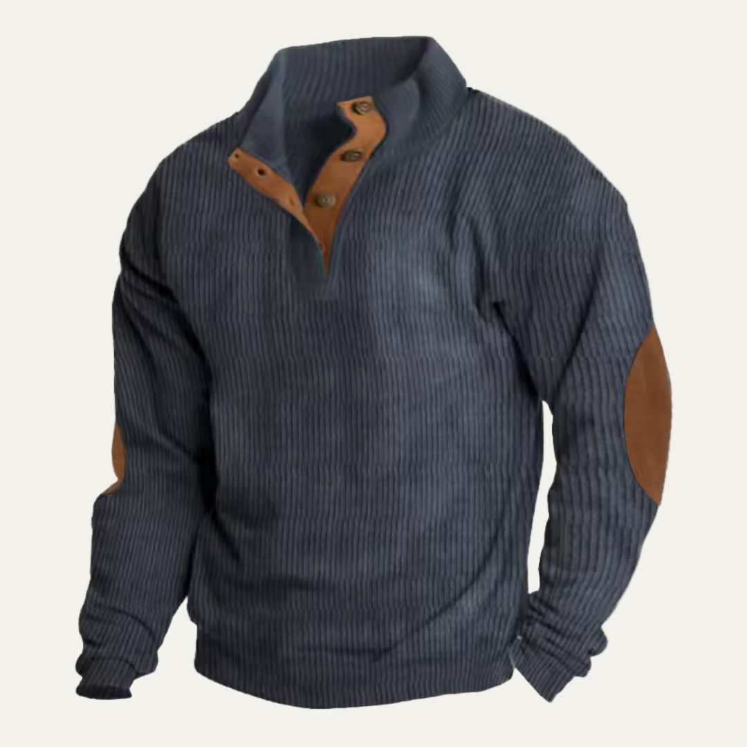 Men’s Loose Knit Buckle Neck Casual Sweater Hoodie