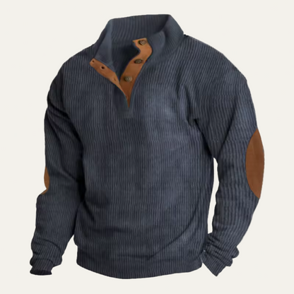 Men’s Loose Knit Buckle Neck Casual Sweater Hoodie