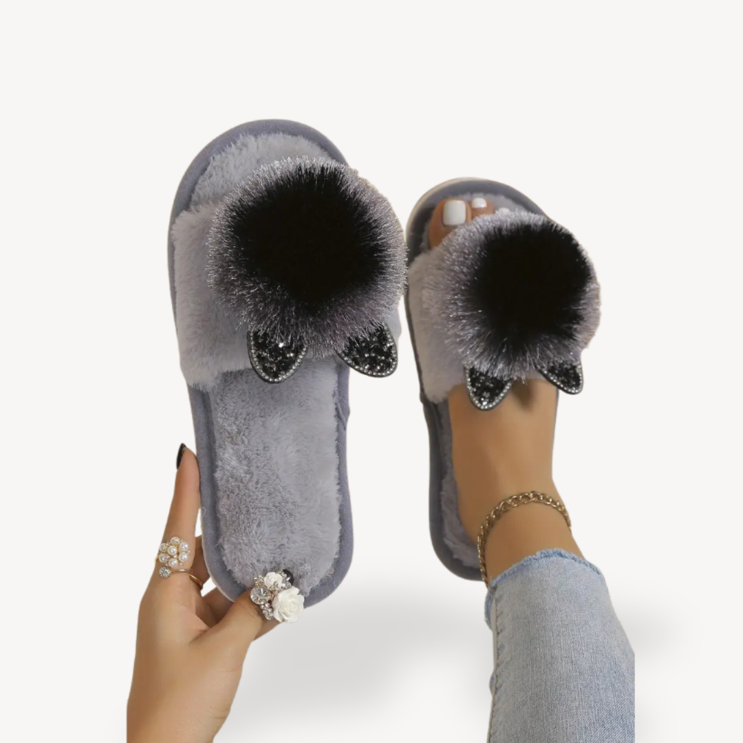 Women's Orthopedic Fluffy Pom Pom House Slippers
