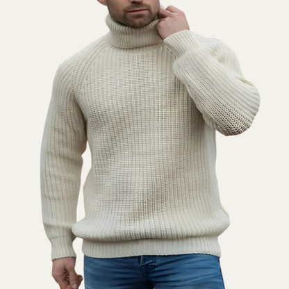 Men’s Textured Rib Knit Turtleneck Sweater