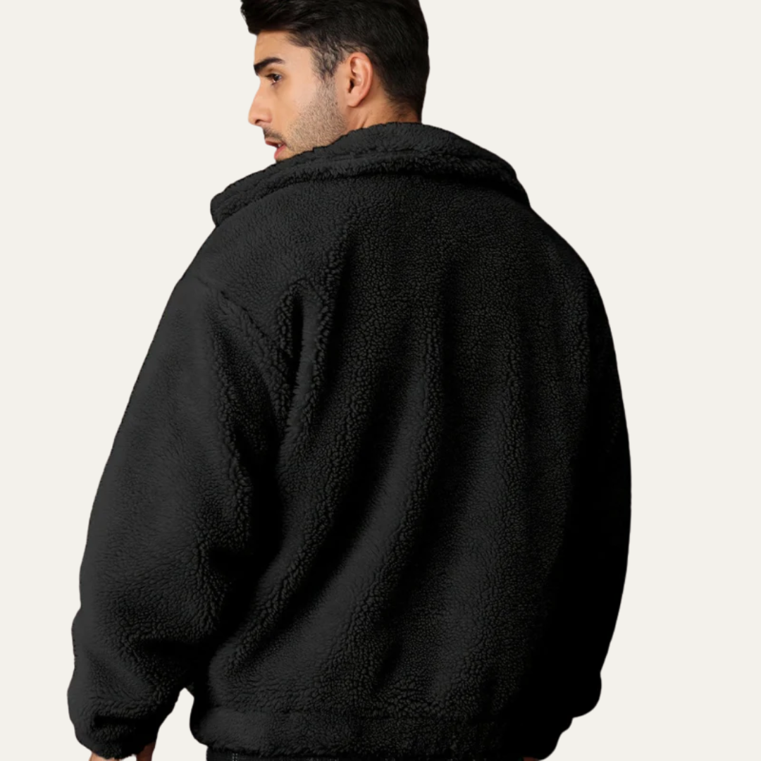 Men’s Casual Fleece Sheepskin Look Jacket