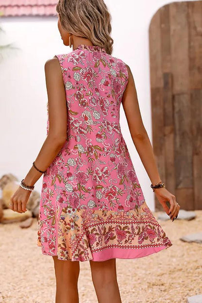 Bohemia Print Ruffle Hem Mini Dress