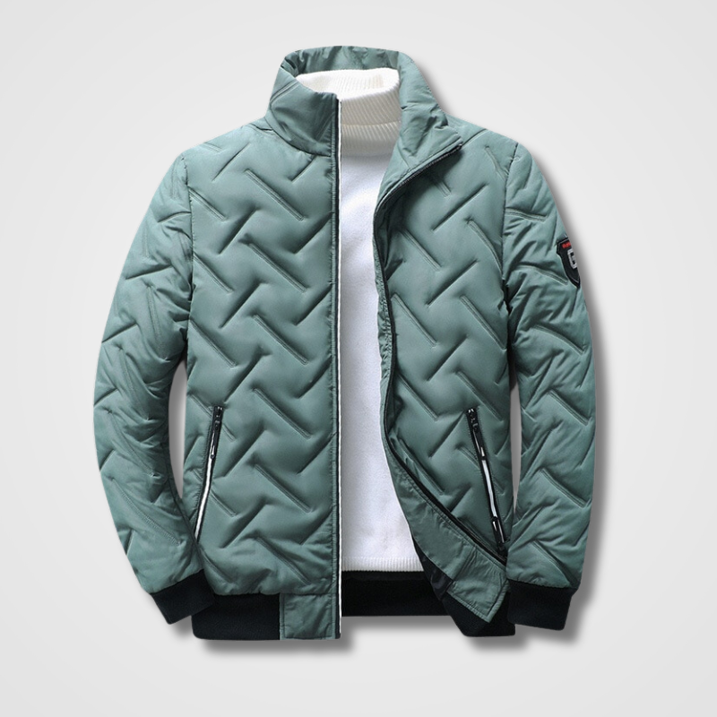 Warm Padded Men's Bomber Jacket with Zip Pockets