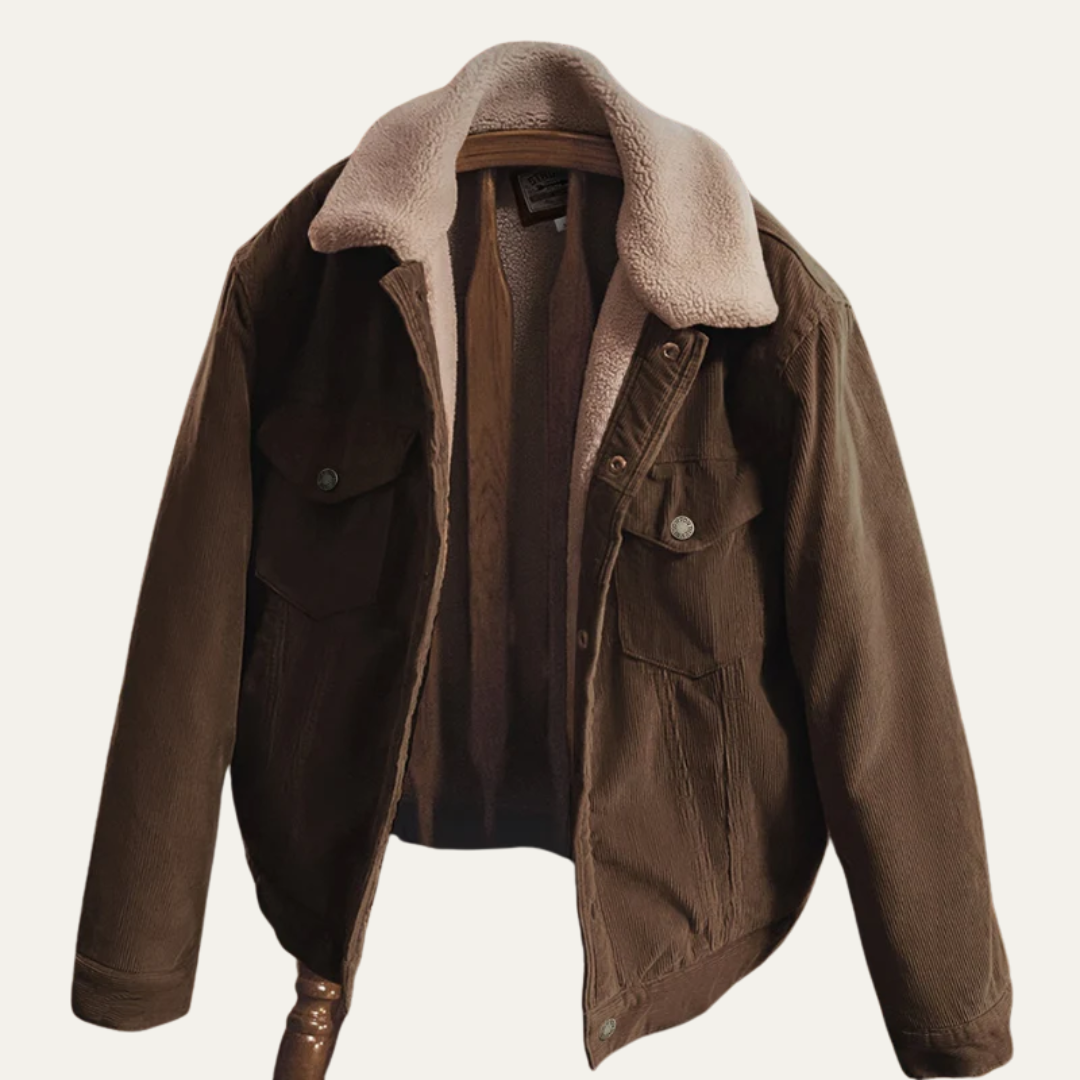 Men’s Shearling Collar Corduroy Trucker Jacket
