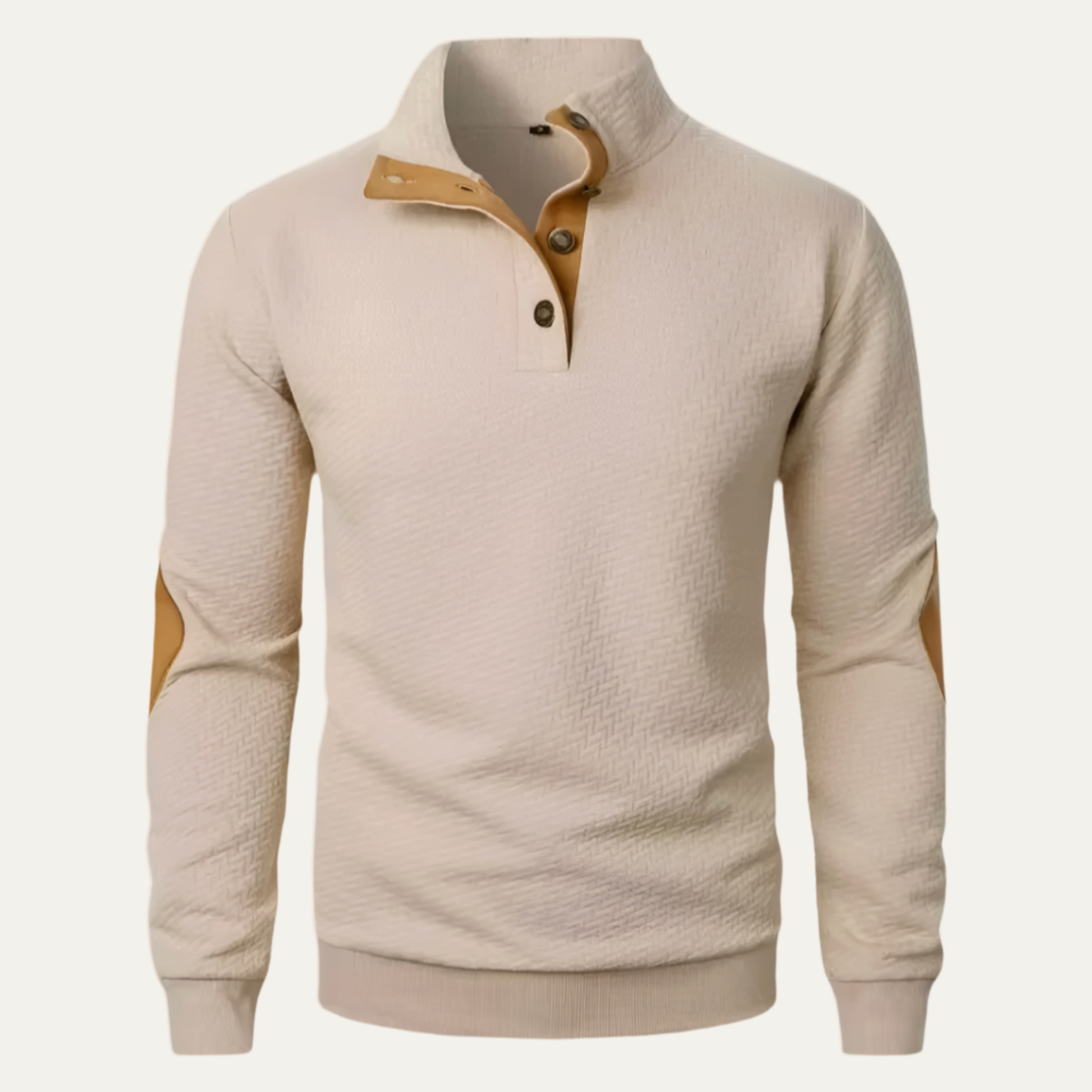 Men’s High Collar Knit Sweater with Contrast Details