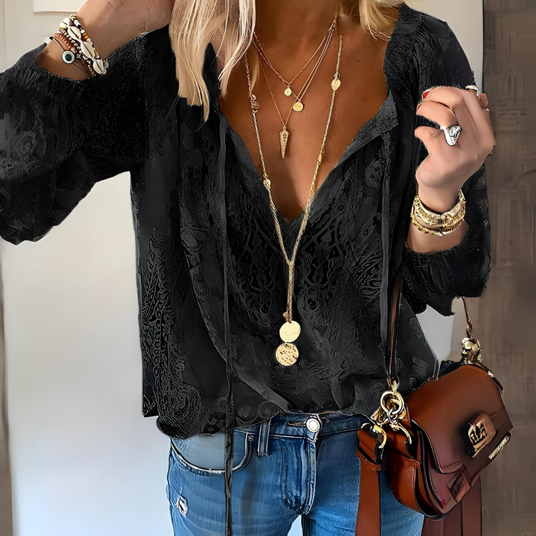 Chic Bohemian Top with Cut Out Neckline