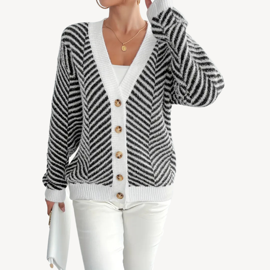 Women's Full Zip Fleece Lined Knit Cardigan