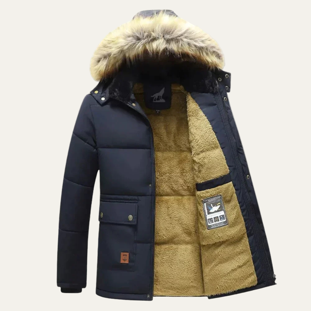 Men’s Windproof Fleece Lined Hooded Winter Parka