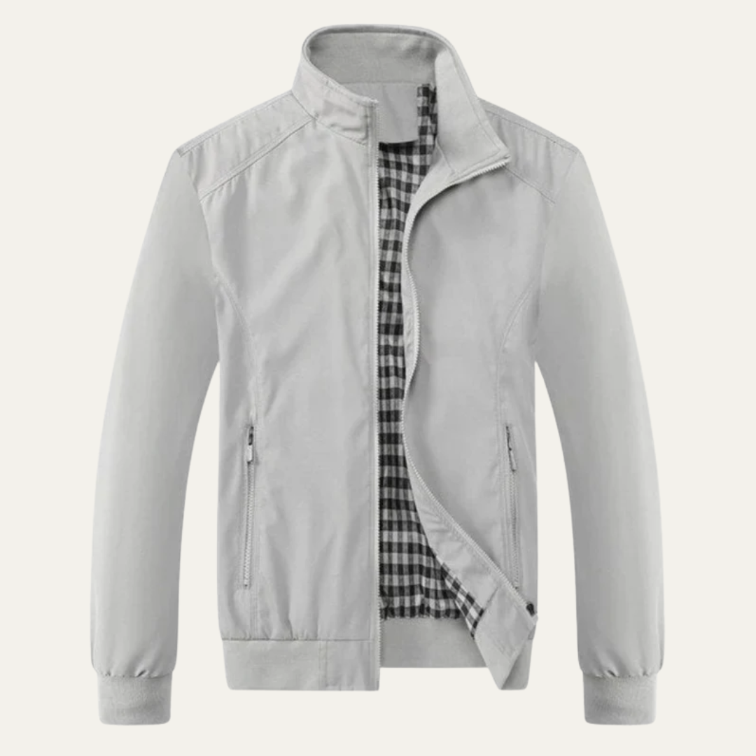 Men’s Summer Lightweight Plaid Lined Bomber Jacket