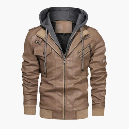 Men’s Hybrid Faux Leather Moto Bomber Jacket