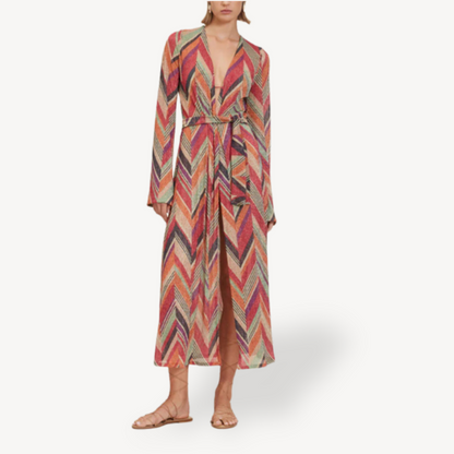 Women's Chevron Knit Cardigan Pants Set