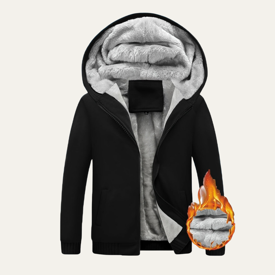 Men’s Heavy Duty Plush Fleece Lined Hooded Zip Jacket