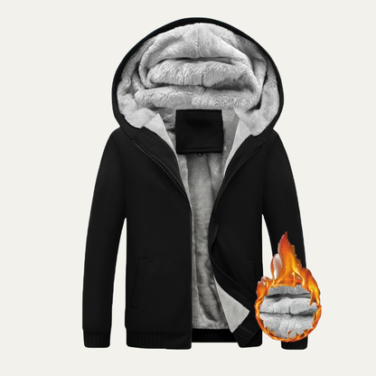 Men’s Heavy Duty Plush Fleece Lined Hooded Zip Jacket