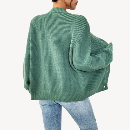 Women's V-Neck Drop Shoulder Cardigan Sweater