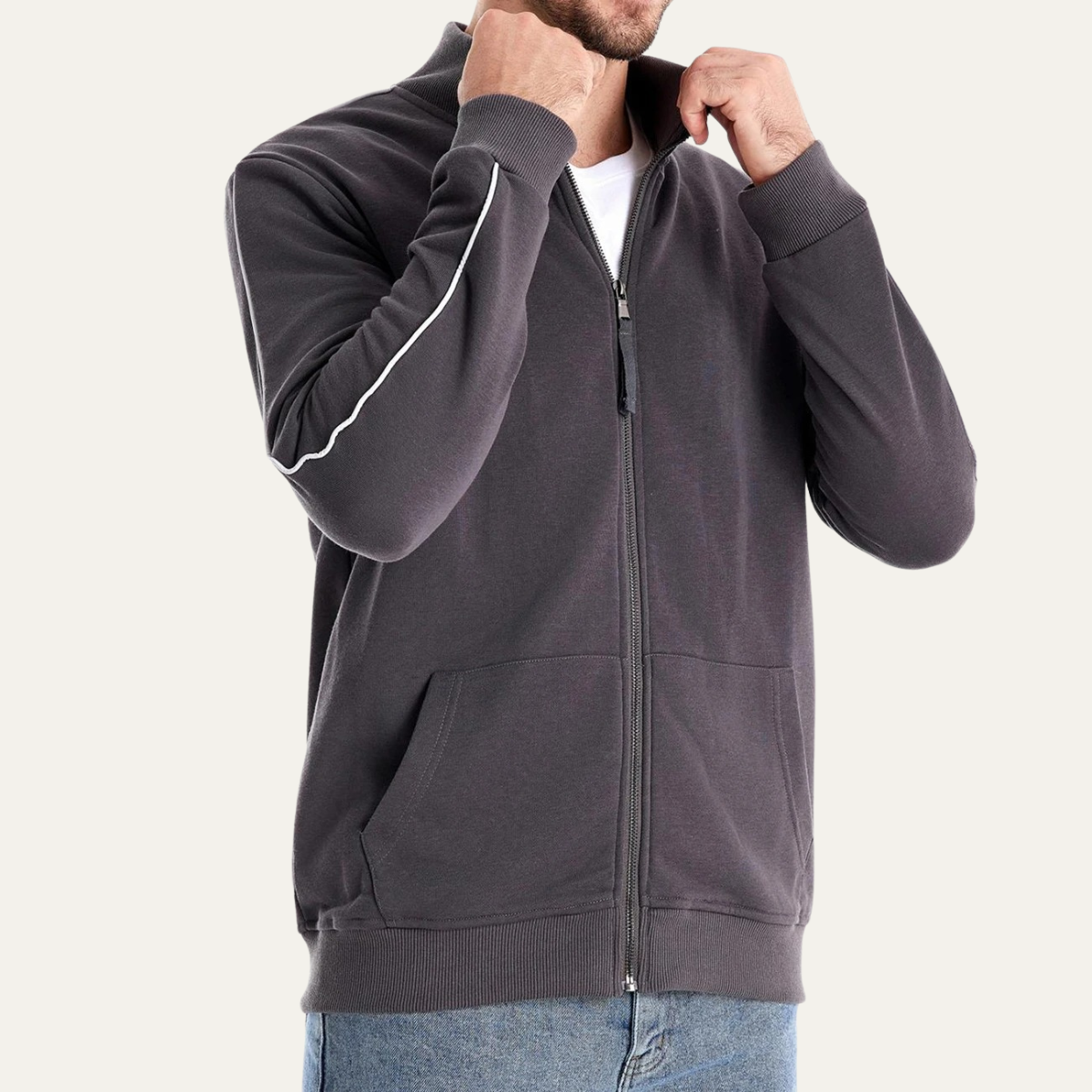Men’s High Collar Full Zip Track Jacket