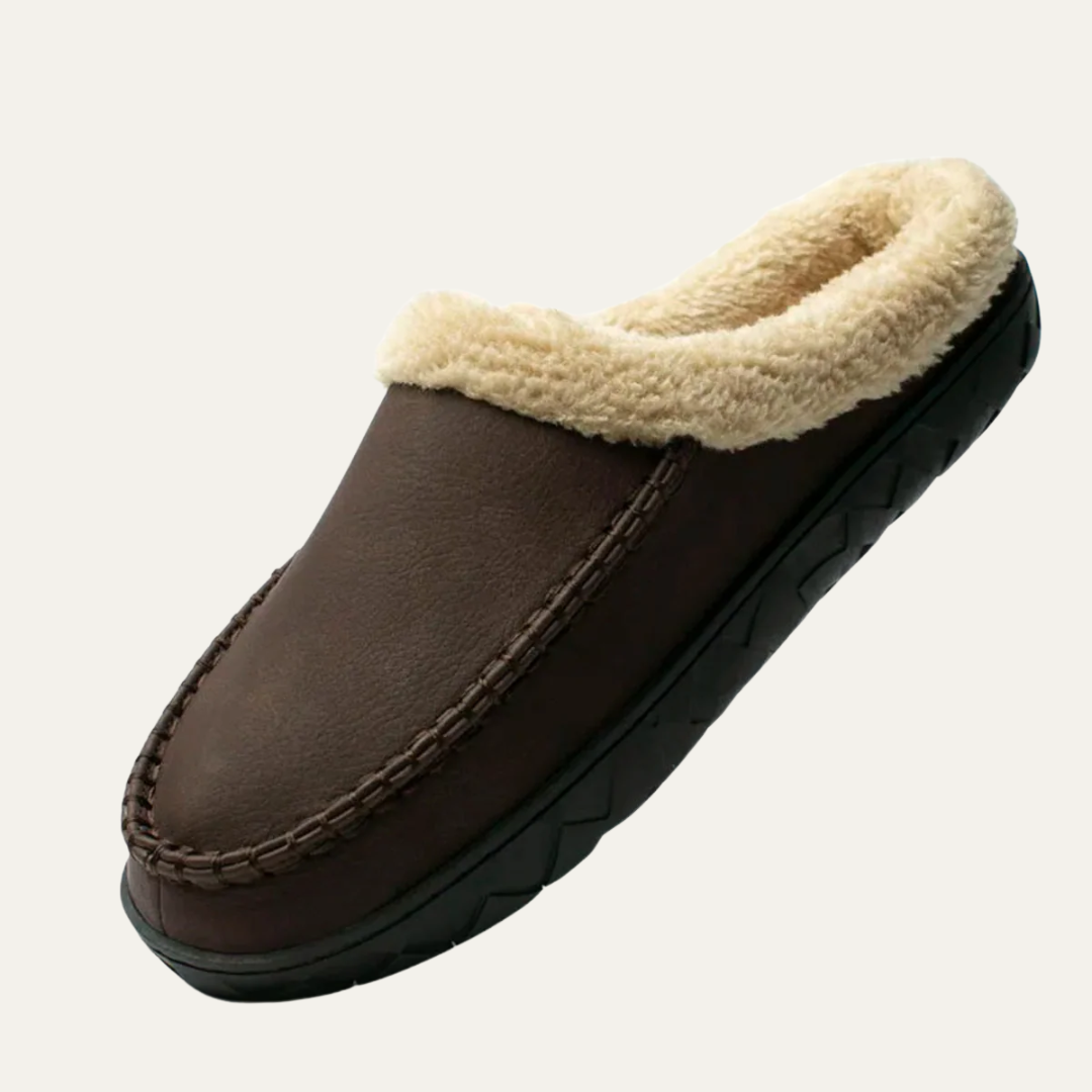 Men’s Faux Fur Lined Moccasin Slipper Shoes