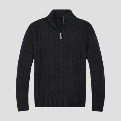 Men's half-zip knitted sweater - Timeless cable knit meets modern sophistication