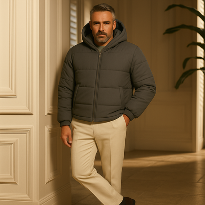 The Hamilton Men's Winter Quilted Puffer Jacket with Hood