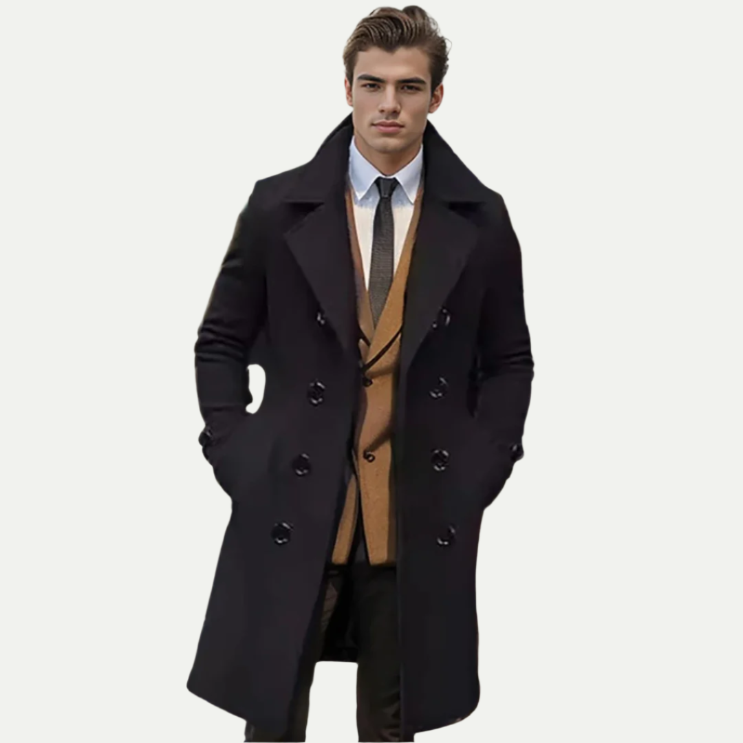 Men’s Classic Wool Double Breasted Long Peacoat