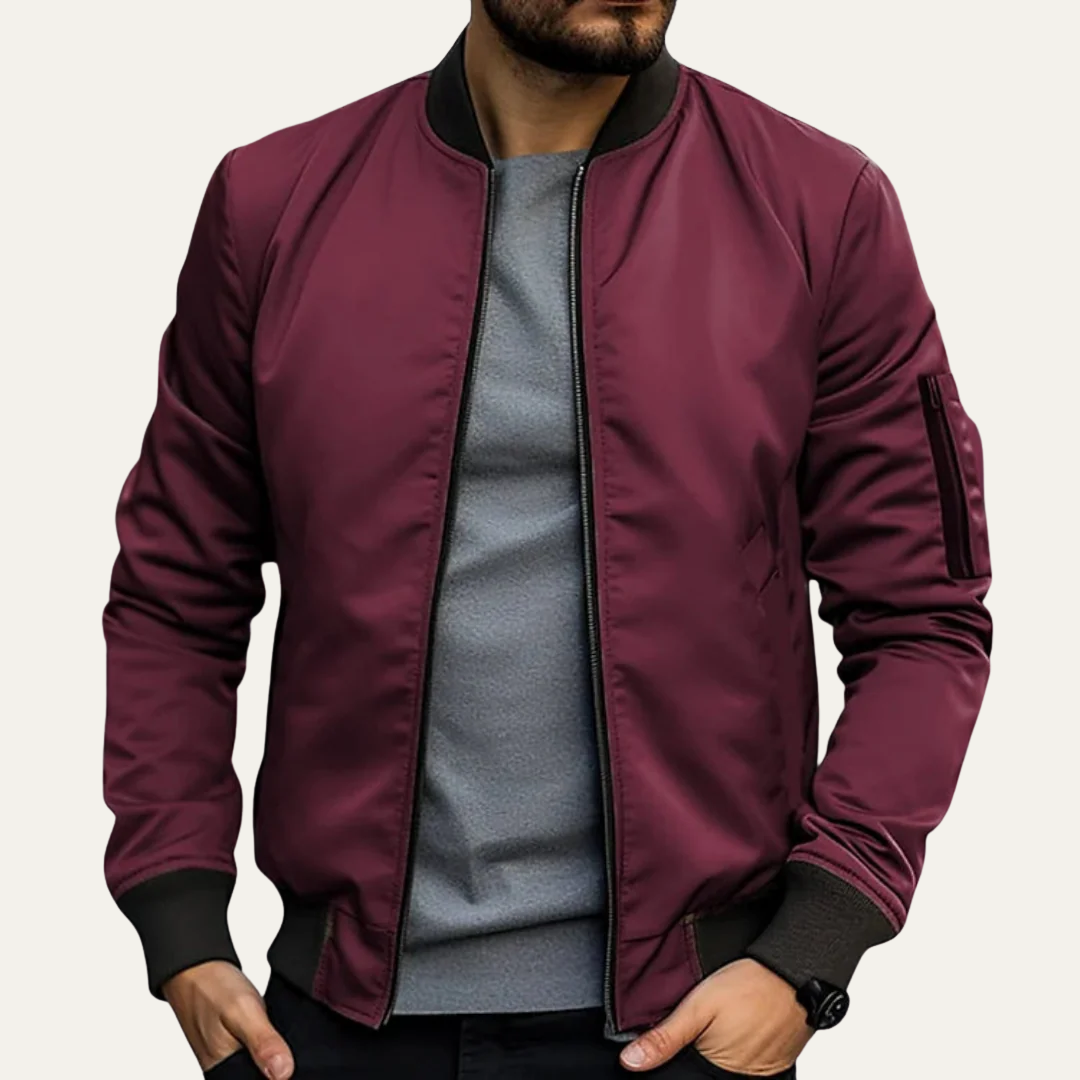 Men’s Modern Smooth Fabric Bomber Jacket