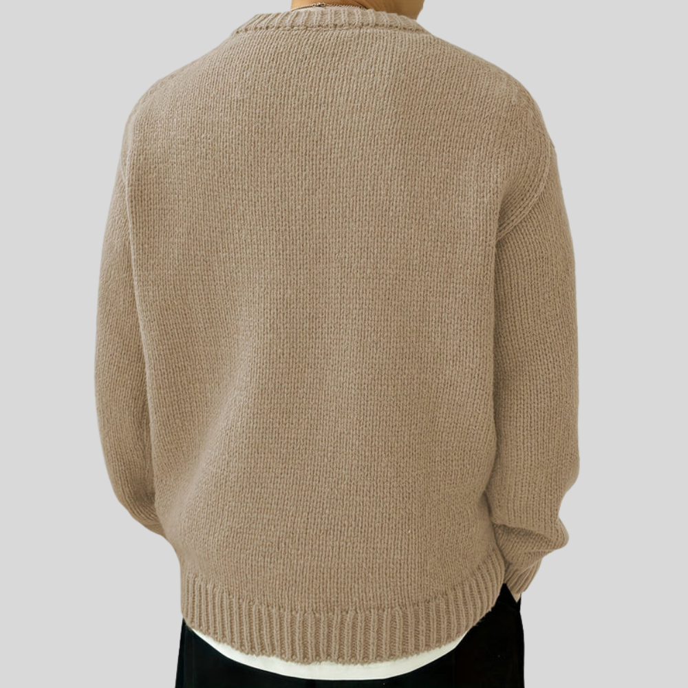 Men’s Oversized Heavy Rib Knit Crew Neck Sweater