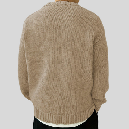 Men’s Oversized Heavy Rib Knit Crew Neck Sweater