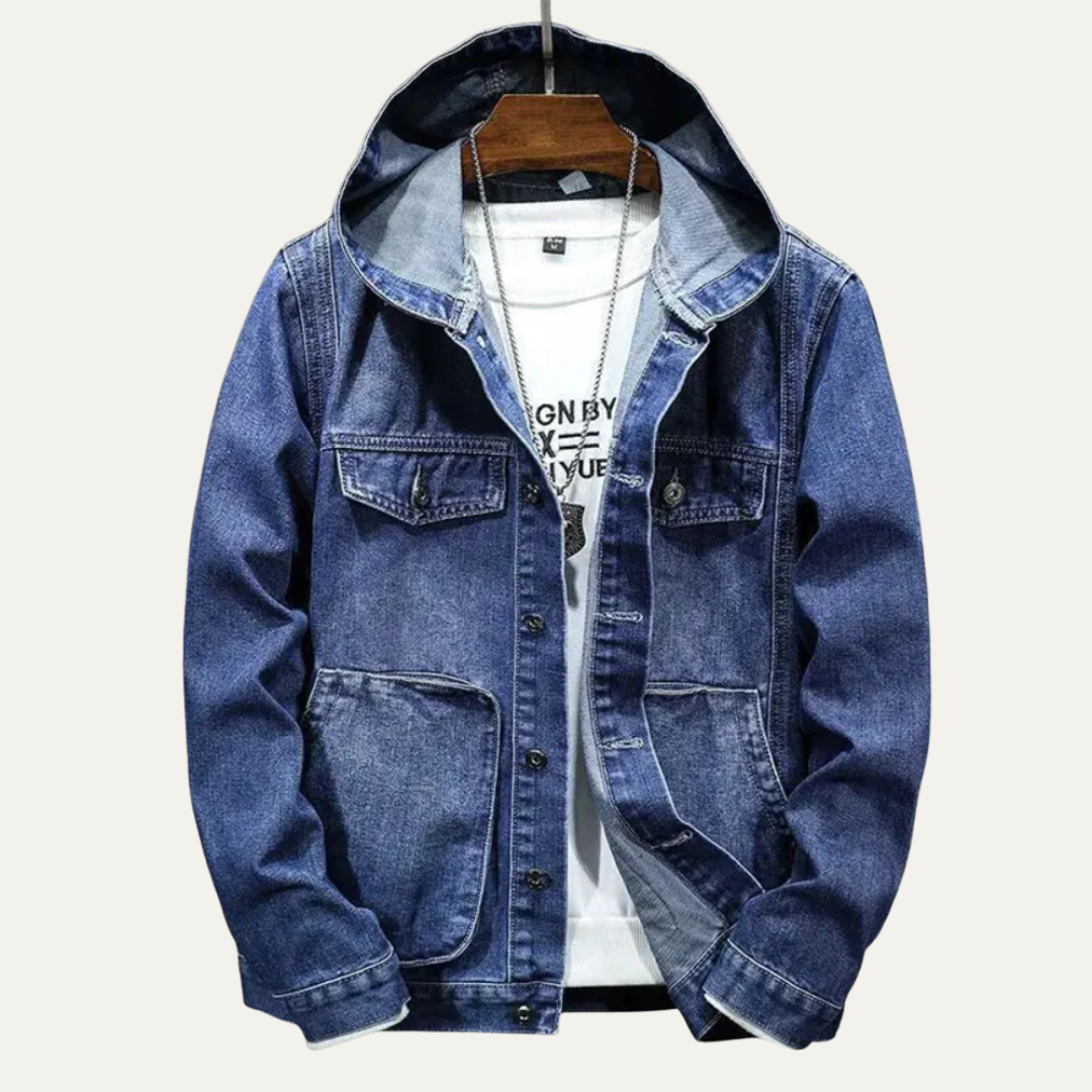 Men’s Hooded Denim Button Jacket