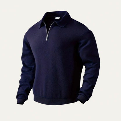 Men’s Textured Quarter Zip Polo Sweater