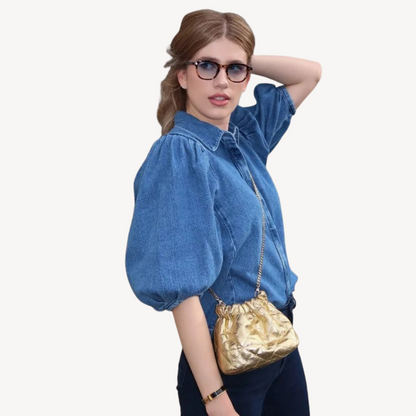 Denim Puff Sleeve Shirt