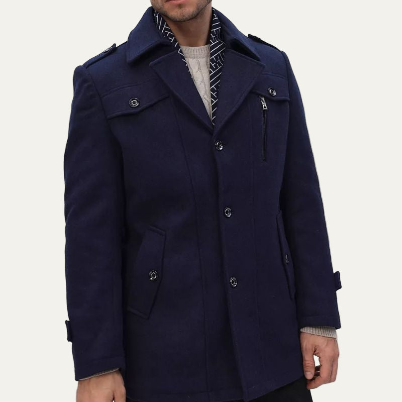 Men’s Single Breasted Field Coat with Utility Pockets