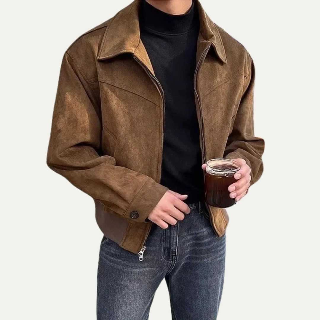 Men’s Cropped Full-Zip Trucker Jacket