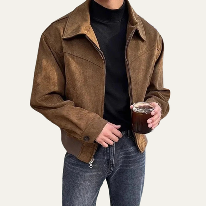 Men’s Cropped Full-Zip Trucker Jacket