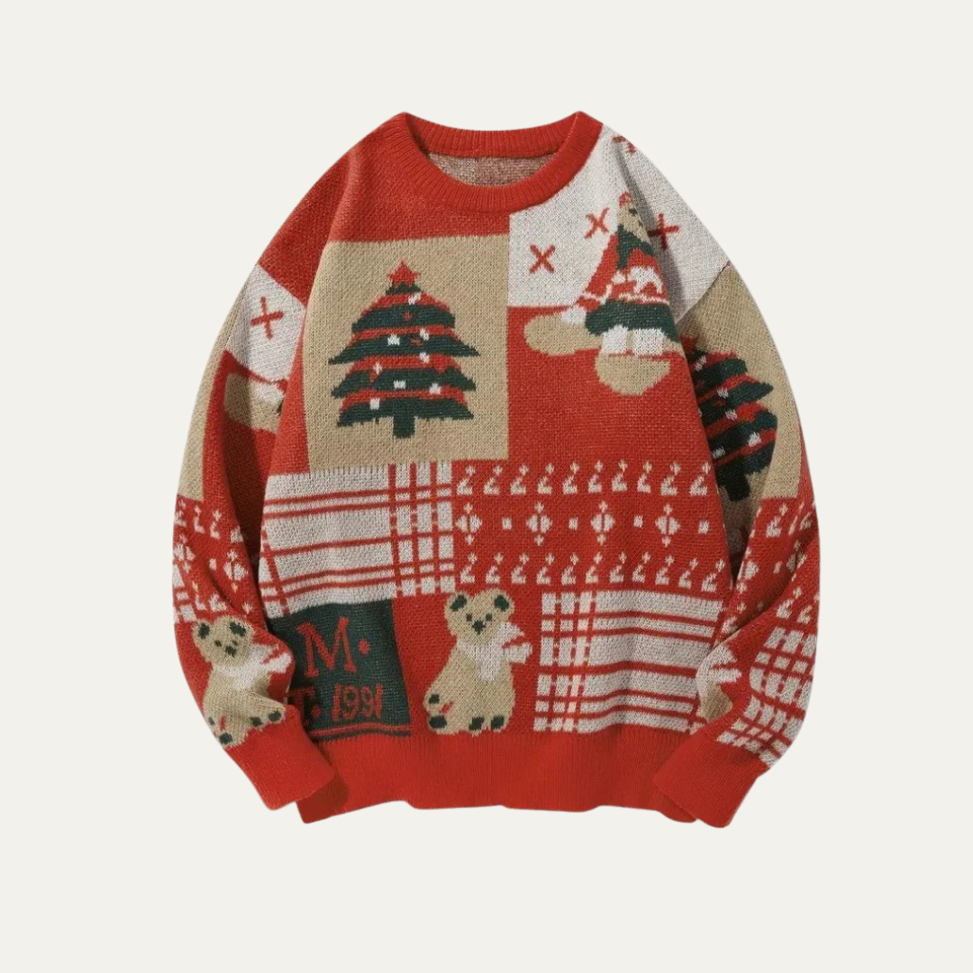 Women’s Festive Patchwork Christmas Knit Sweater