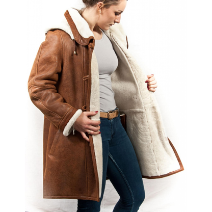 Ysa | Women's Hooded Long Jacket – Relaxed Fit Winter Coat with Cozy Shearling Lining