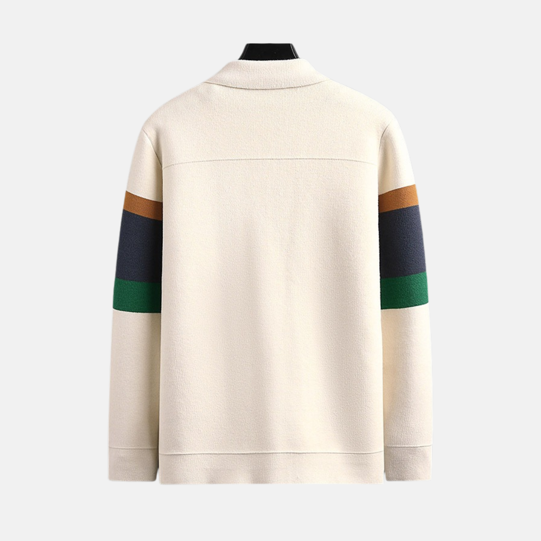 Men’s Cardigan – Regular Fit Knitwear – Pointed Collar – Snap Closure – Patch Pockets