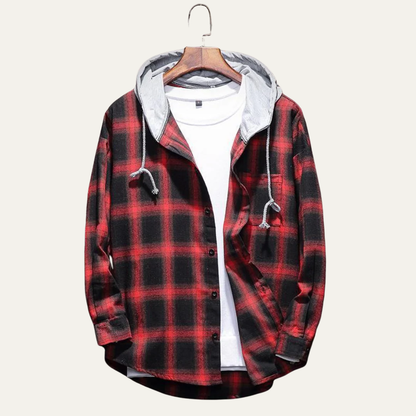 Men’s Hooded Plaid Flannel Shirt