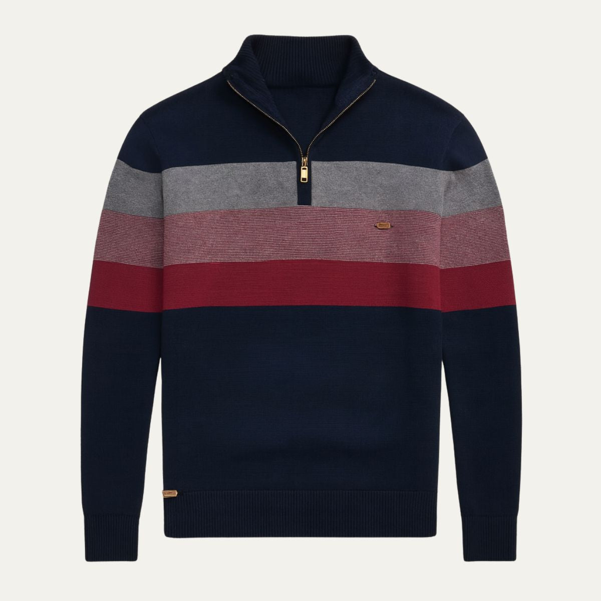 Men’s Striped Quarter Zip Knit Jumper