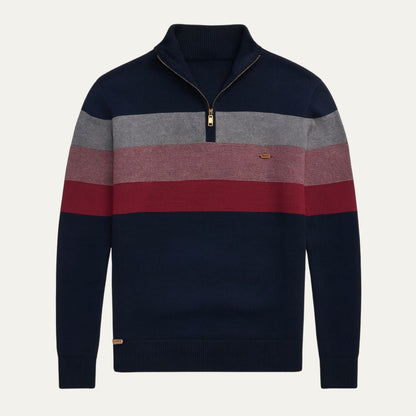 Men’s Striped Quarter Zip Knit Jumper