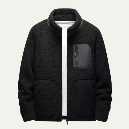Men’s Plush Fleece Jacket with Contrast Chest Pocket