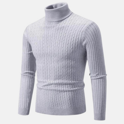 Men’s Fitted Cable Knit Turtleneck Sweater