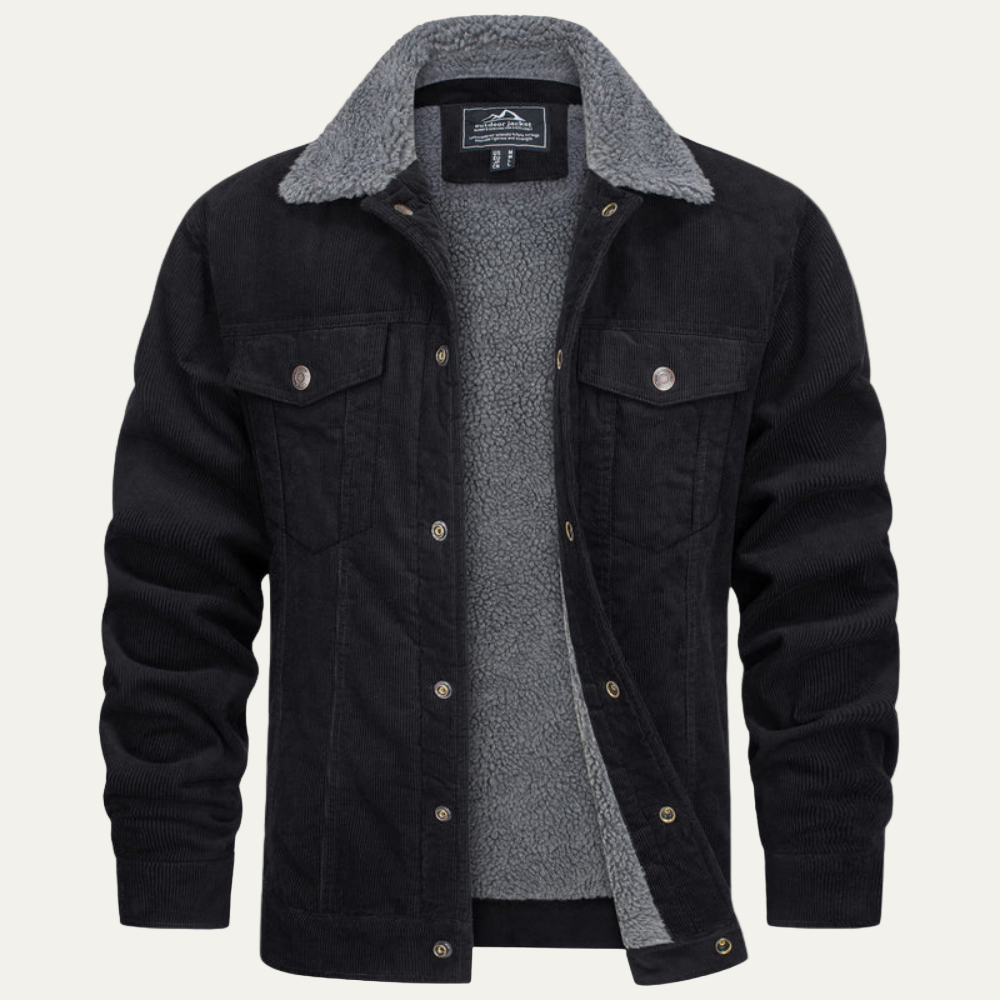 Men’s Denim Trucker Jacket with Shearling Collar