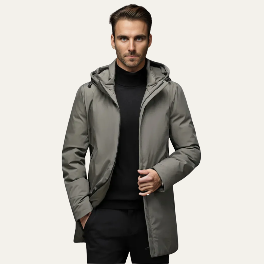 Men’s Minimalist Mid Length Hooded Parka