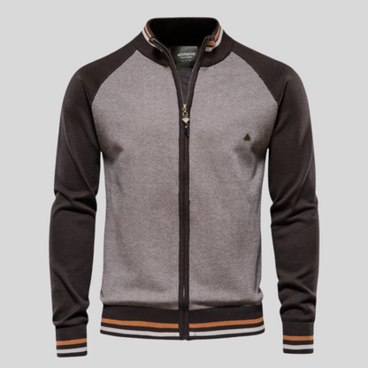 Men’s Two Tone Raglan Zip Cardigan