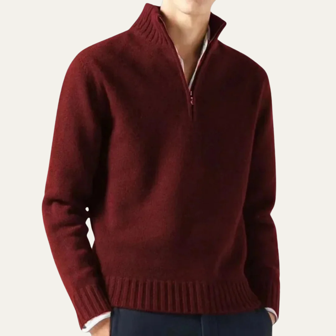 Men’s Ribbed Collar Quarter Zip Sweater