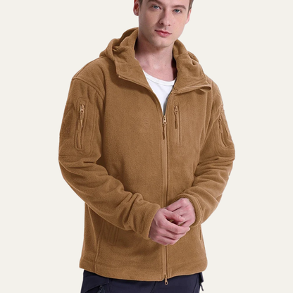 The Pitigliano Men’s Warm Tactical Fleece Jacket with Hood and Multi Pockets