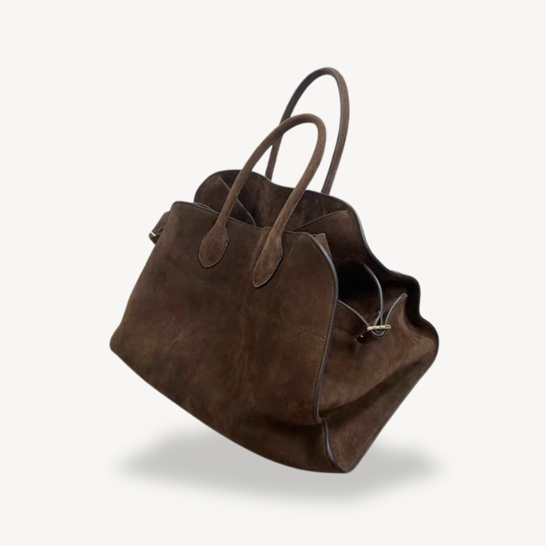 Women's Brown Suede Leather Tote Bag