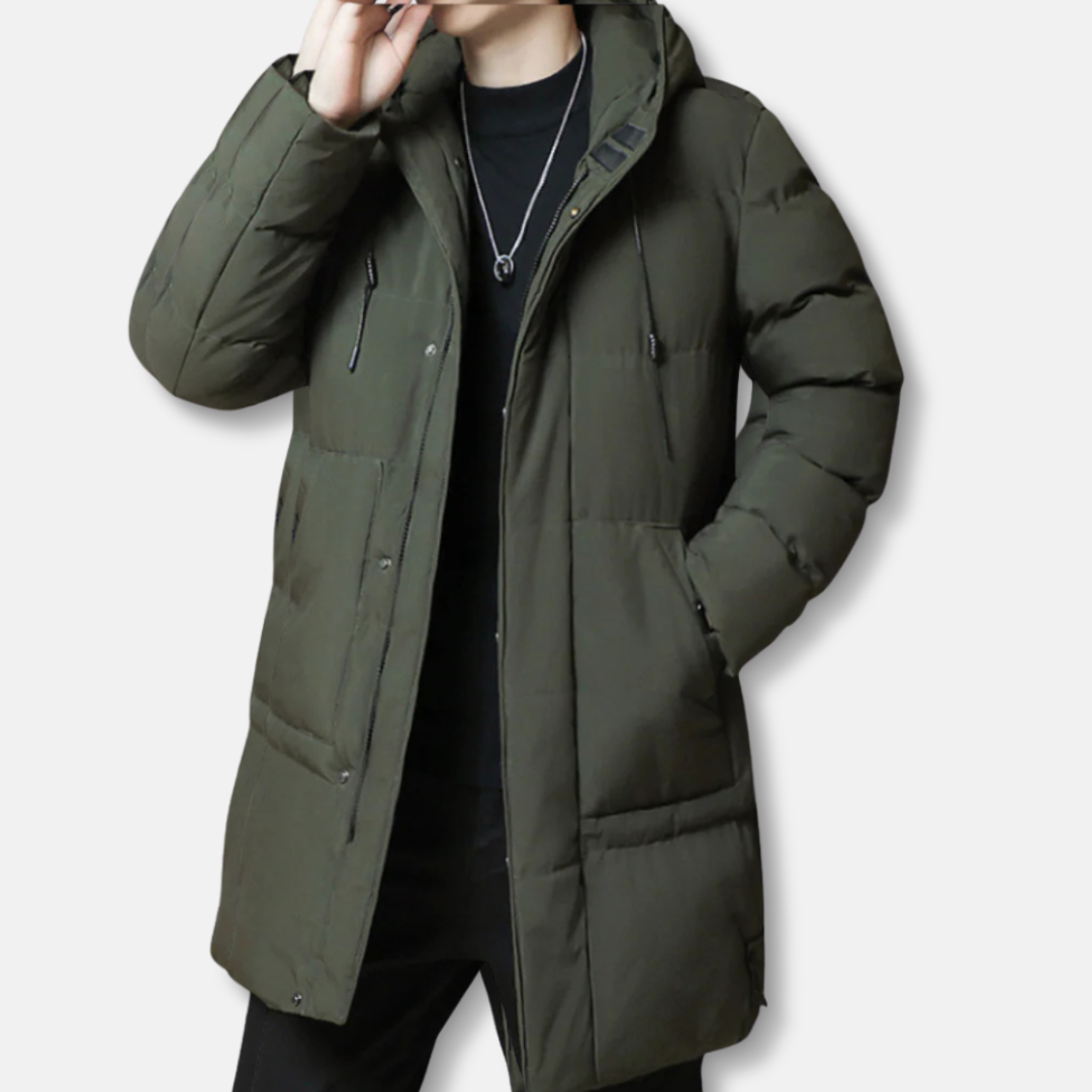 Men’s Mid Length Quilted Hooded Puffer Coat