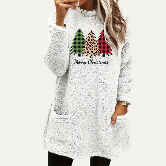 Women’s Fuzzy Christmas Tree Sherpa Lounge Top
