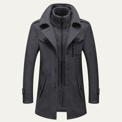 Men’s Military Inspired Wool Blend Mid Thigh Topcoat